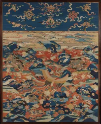 Tafel mit einem Phönix und Vögeln in einem Steingarten, ca. 1600